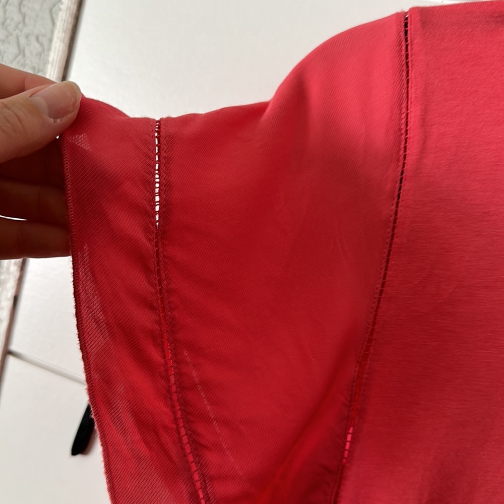 Massimo Dutti Flutter Sleeve Coral Top Size Xs - image 5